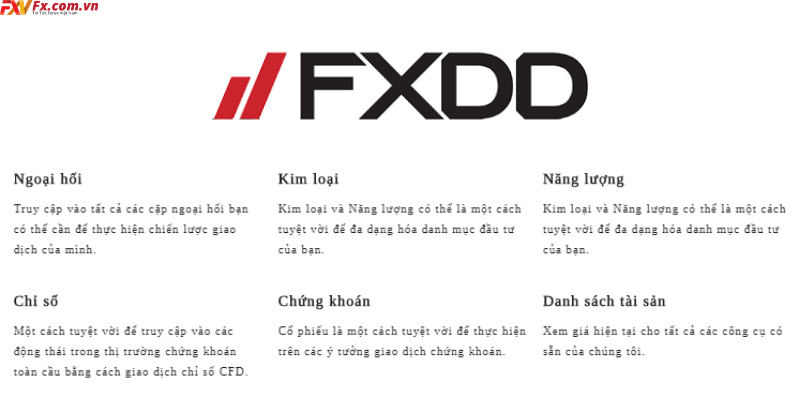 Về sản phẩm giao dịch của FXDD