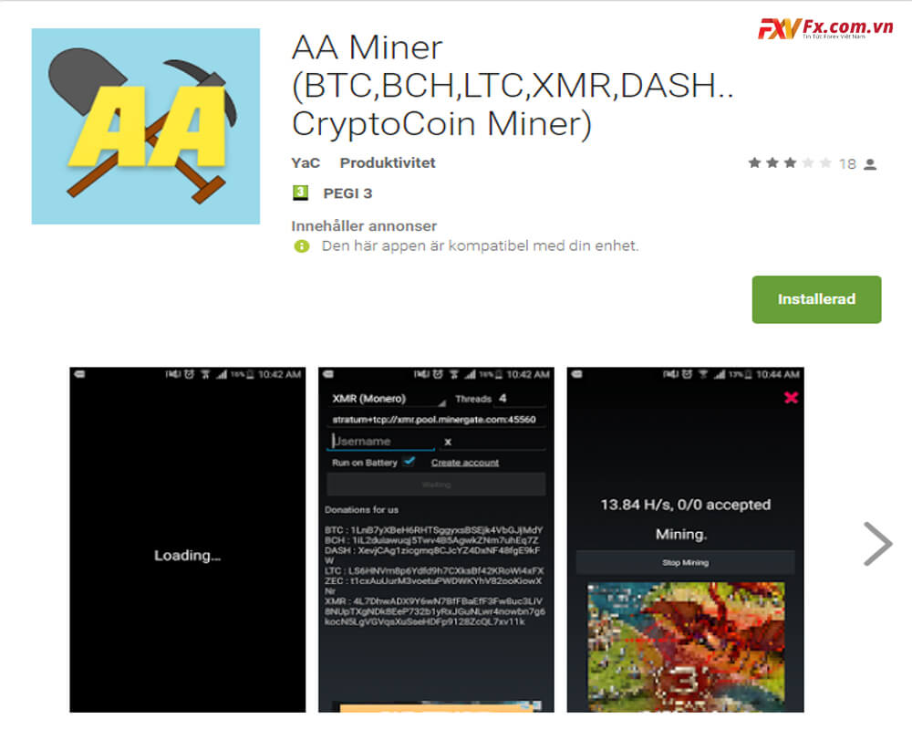 AA Miner - app đào coin hiệu quả trên điện thoại