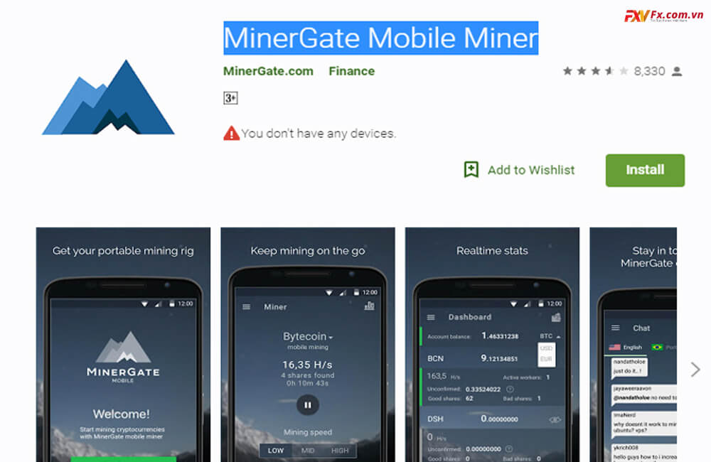 Khai thác coin nhờ MinerGate Mobile Miner