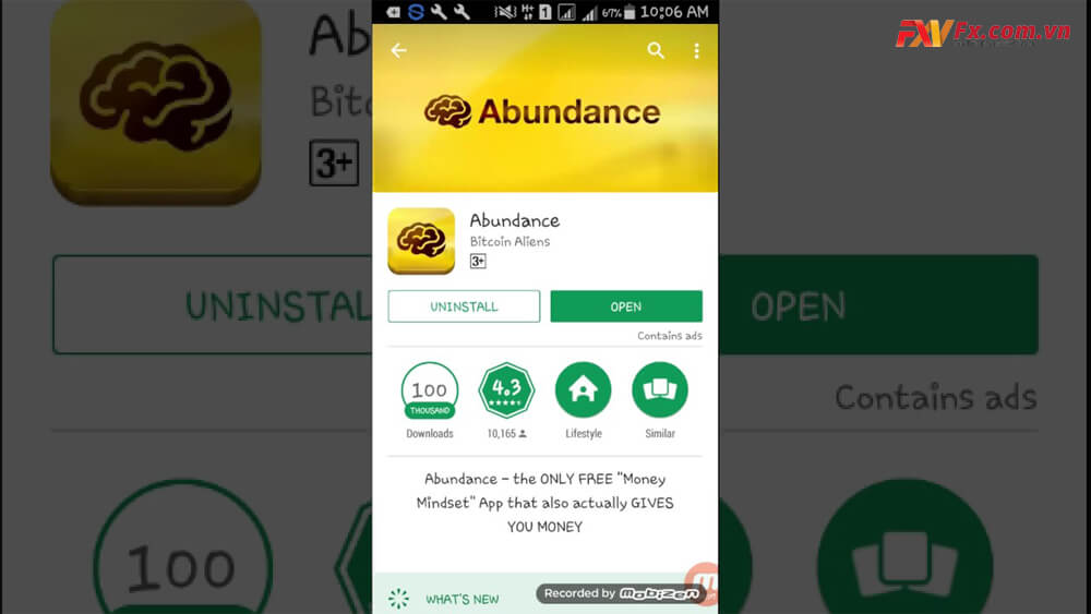 Đào bitcoin trên điện thoại thông qua app Abundance