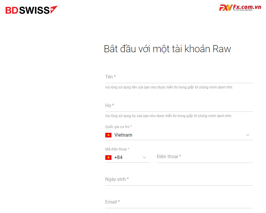 Bắt đầu giao dịch với tài khoản Raw