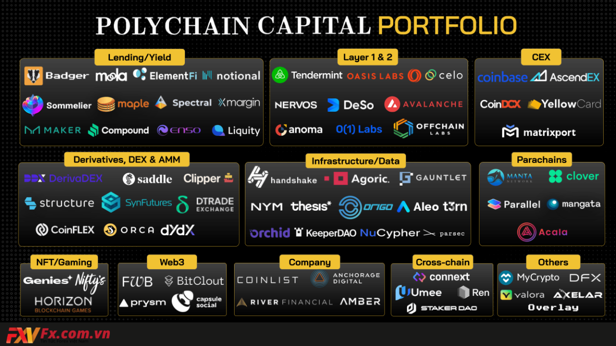 Danh mục đầu tư của quỹ Polychain Capital