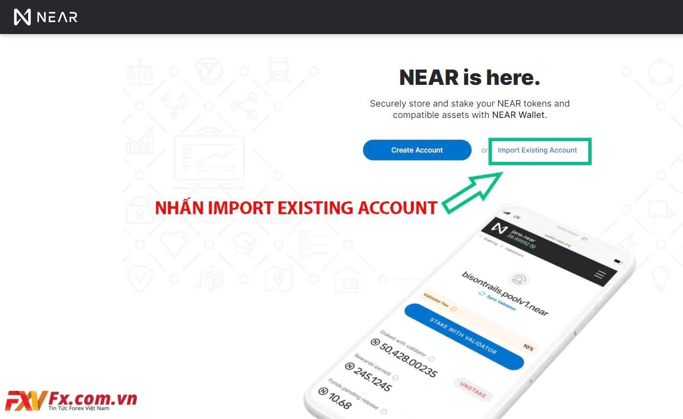 Nhấn chọn Import Existing Account