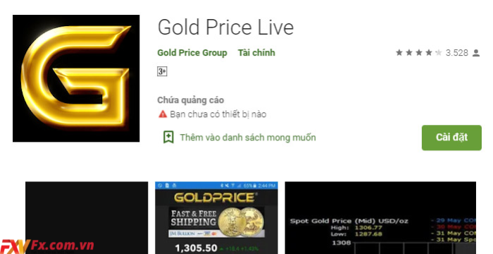 Phần mềm cập nhật giá vàng nhanh nhất - Live Gold Price