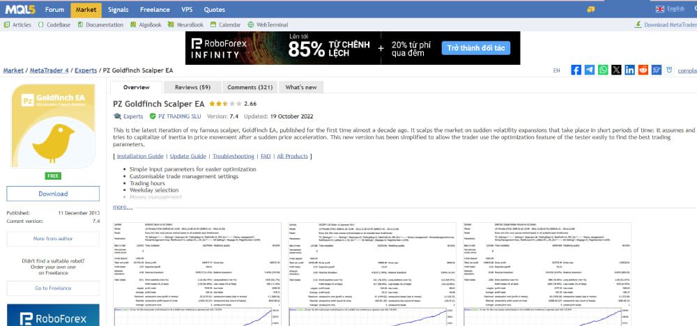 Đọc kỹ thông tin về Forex EA trước khi tải xuống